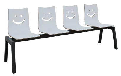 SMILE 4, dřevěná lavice do čekárny, 4-sedák, bílá, kostra černá